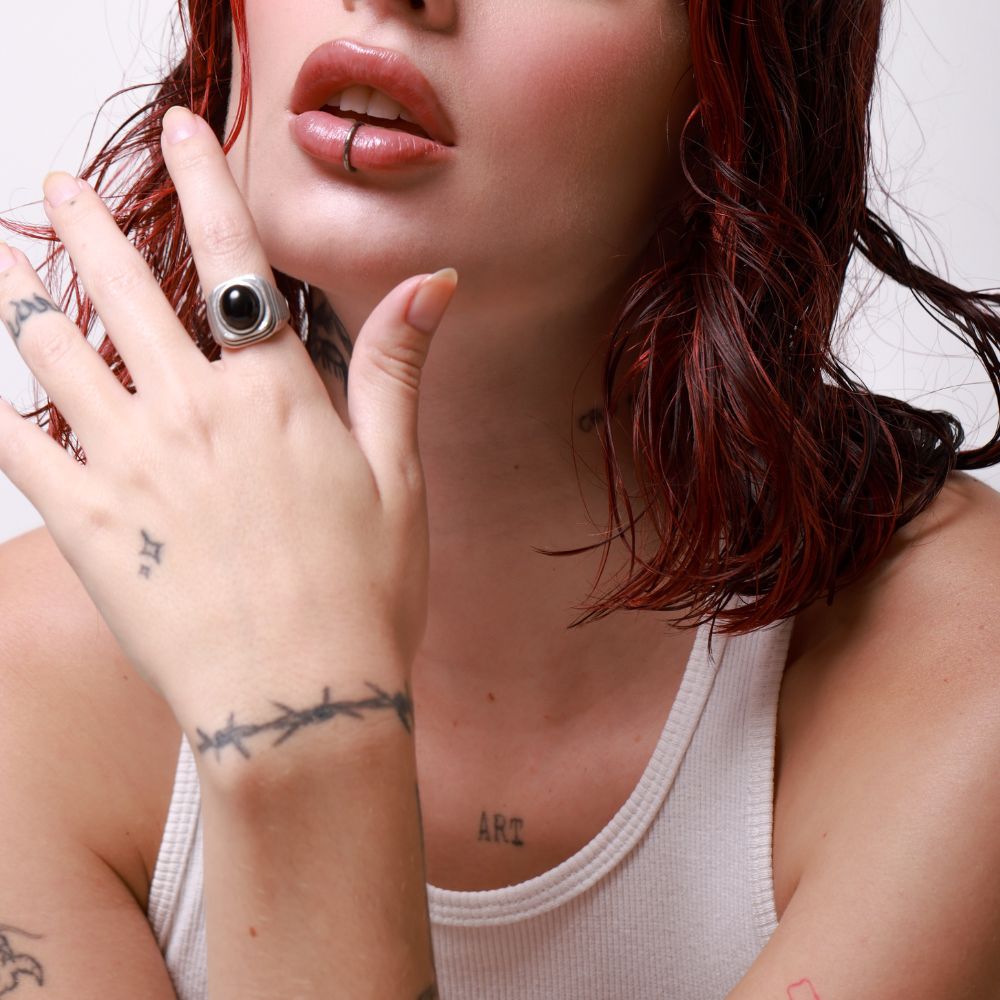 925 Silver Ring Blues Natural Obsidian Stone | Sounds Collection