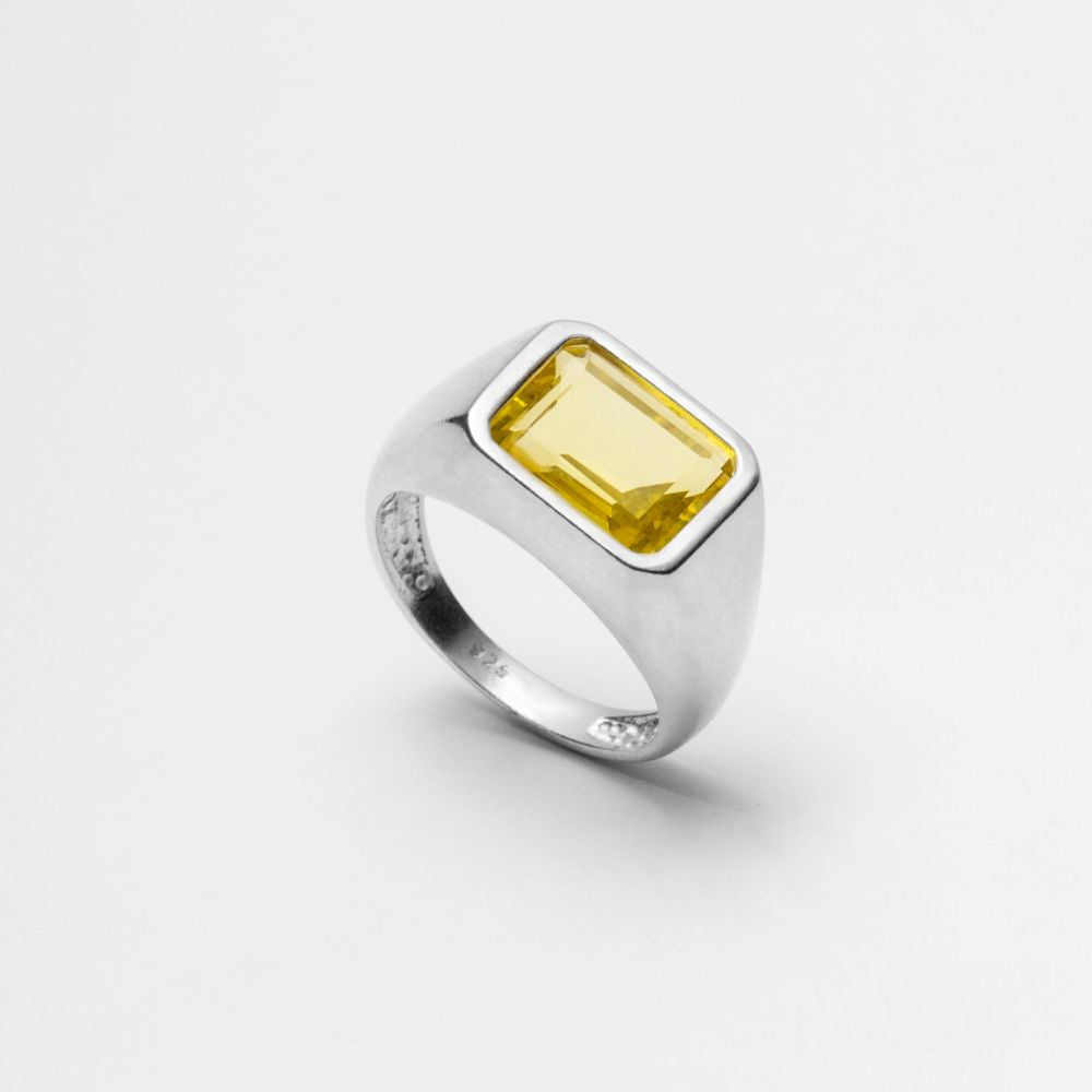925 Silver Ring Cobain Natural Green Gold Stone | Voices Collection