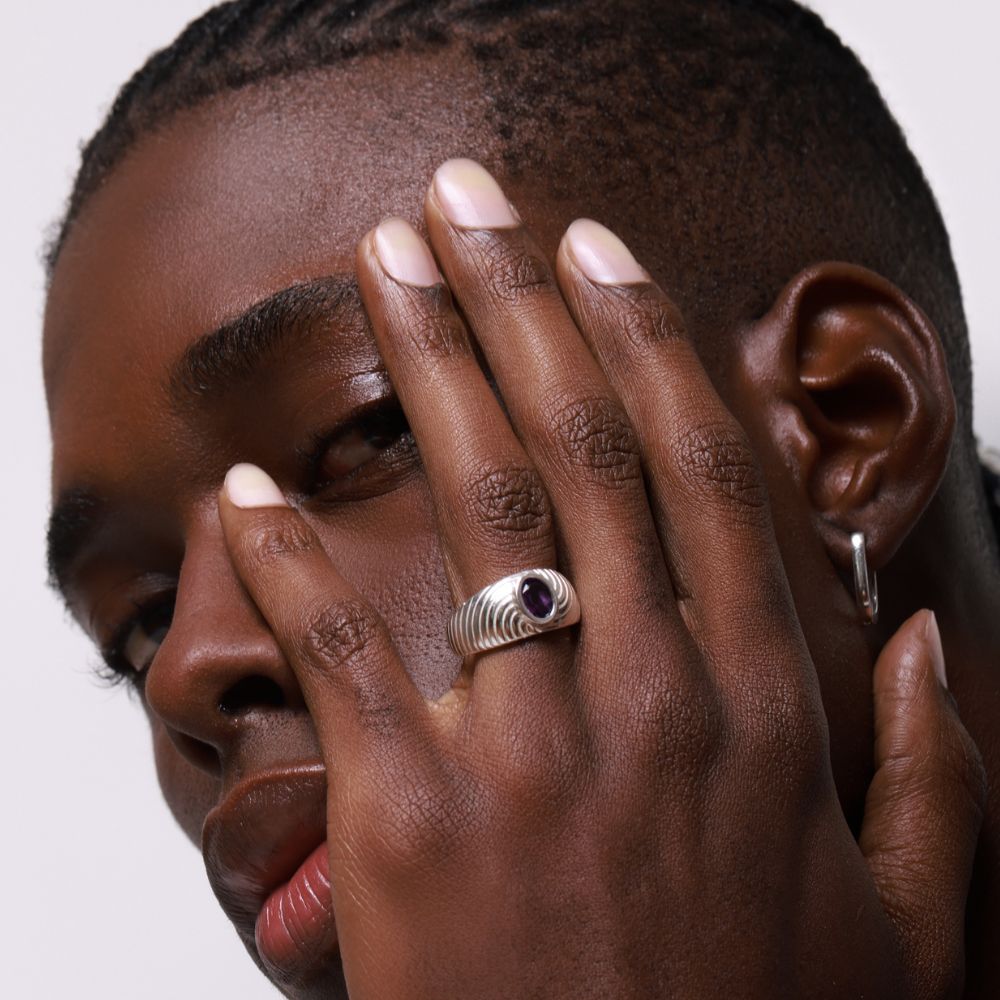 925 Silver Ring Dance Natural Amethyst Stone | Sounds Collection