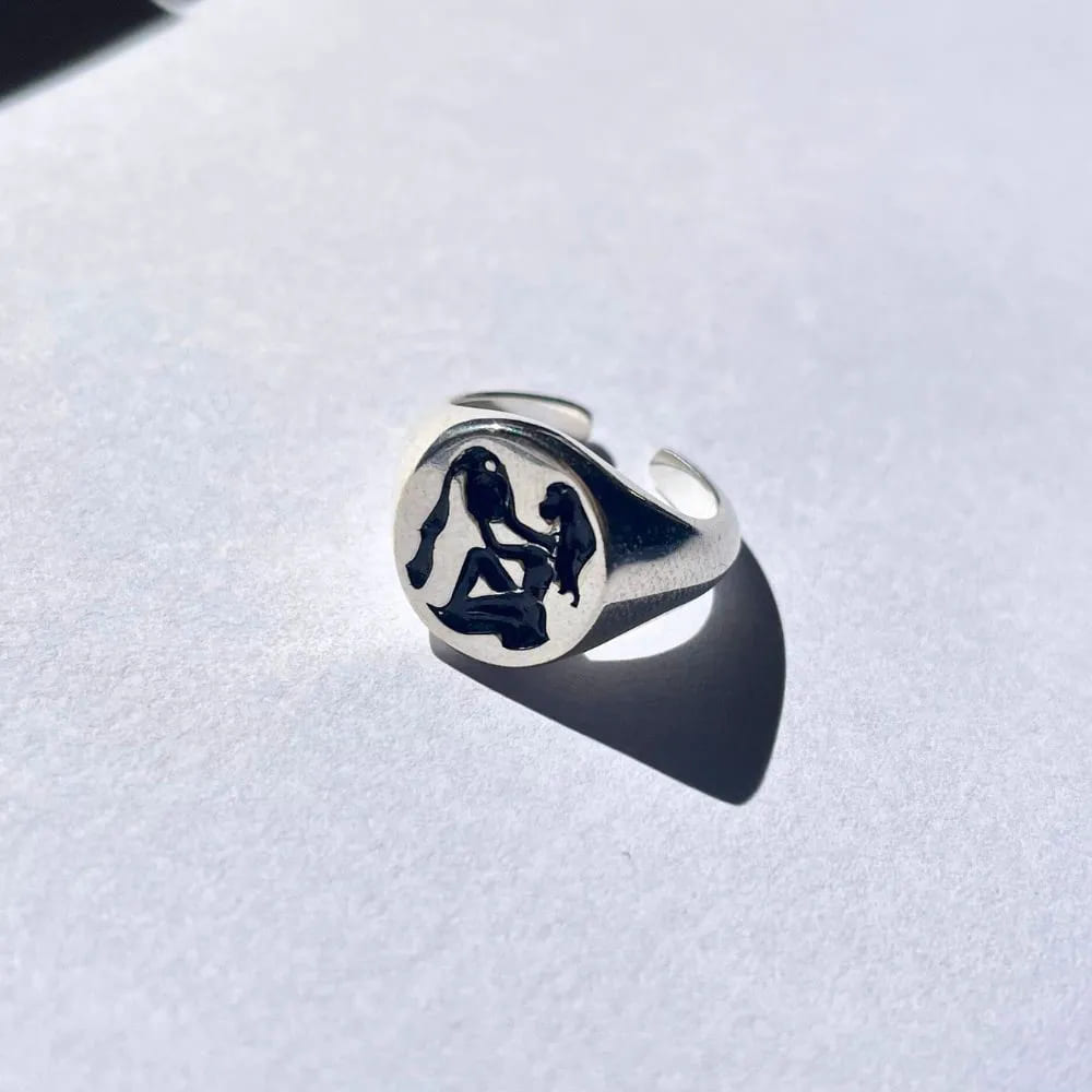 925 Silver Ring for Men and Women Aquarius Sign