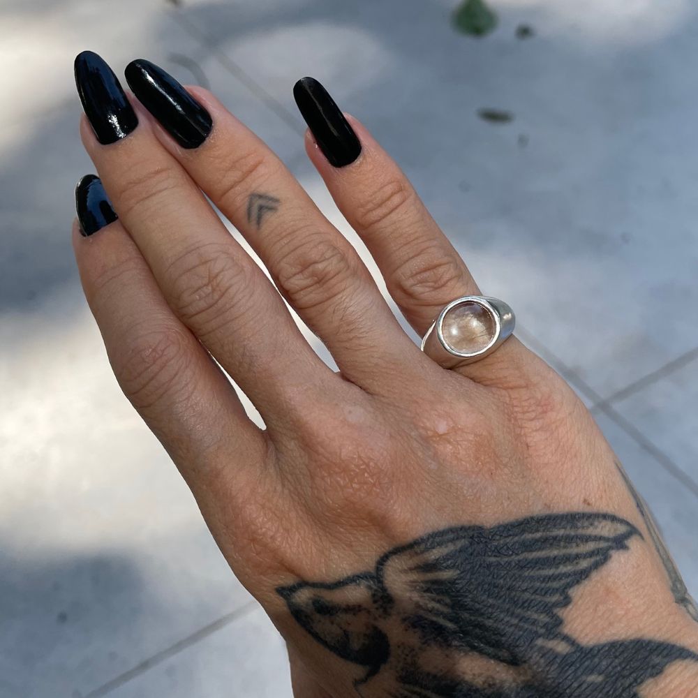 925 Silver Ring Eau Natural Aquamarine Stone | Organique Collection