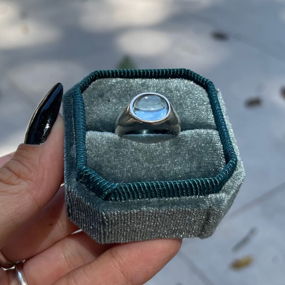 925 Silver Ring Eau Natural Aquamarine Stone | Organique Collection