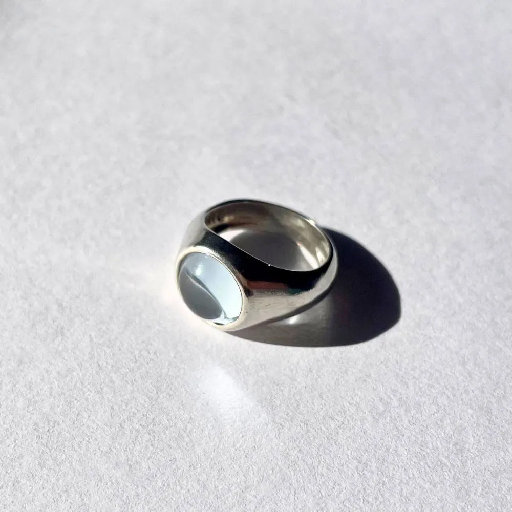 925 Silver Ring Eau Natural Aquamarine Stone | Organique Collection