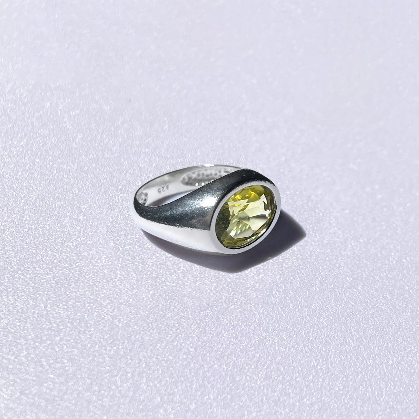 925 Silver Ring Flux Natural Green Gold Stone | Organique Collection