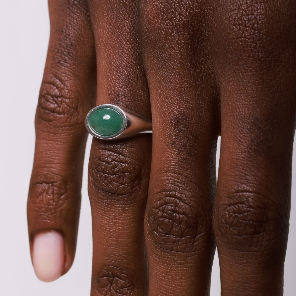 925 Silver Ring Lac Natural Green Quartz Stone | Organique Collection