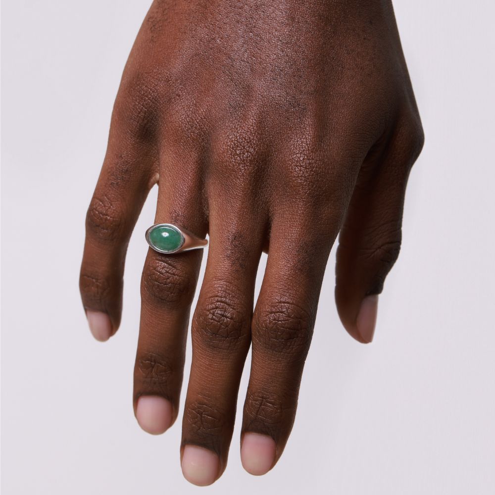 925 Silver Ring Lac Natural Green Quartz Stone | Organique Collection
