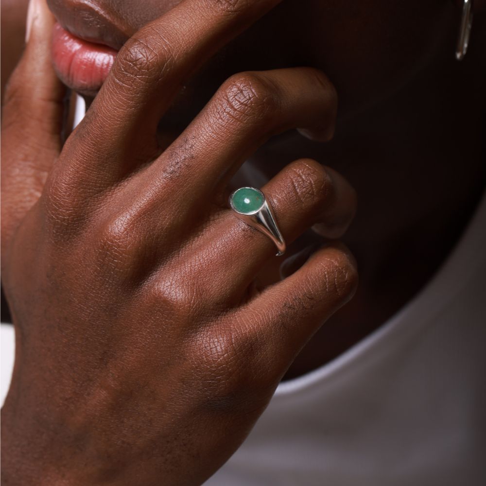 925 Silver Ring Lac Natural Green Quartz Stone | Organique Collection