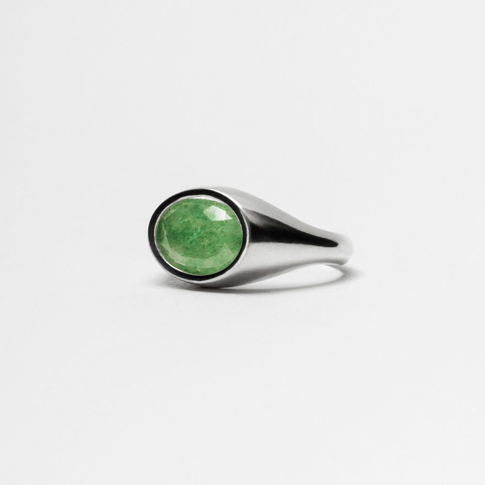 925 Silver Ring Lac Natural Green Quartz Stone | Organique Collection