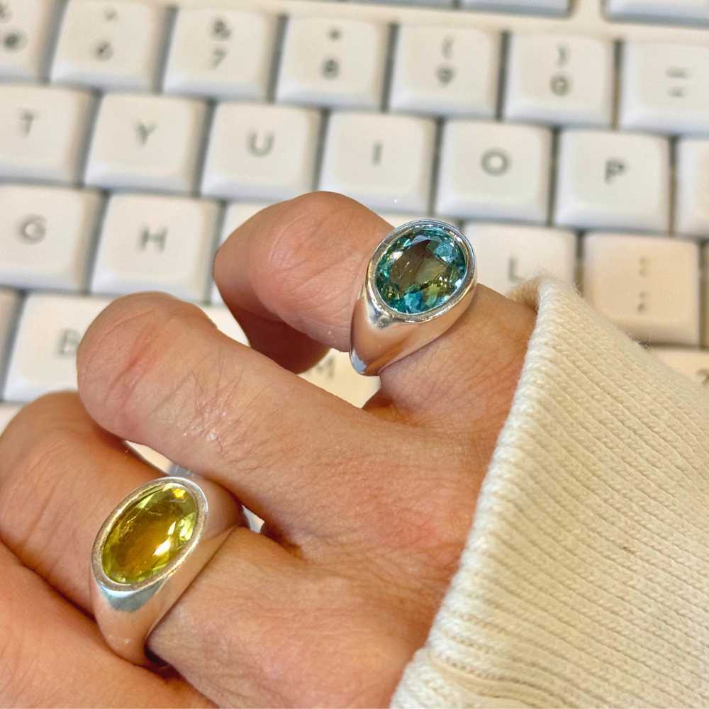 925 Silver Ring Ciel Natural Beryl Stone | Organique Collection