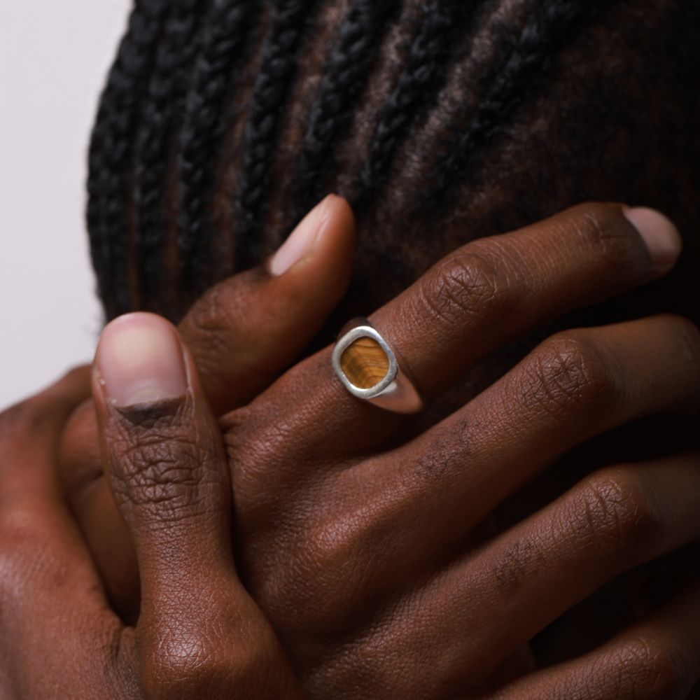 925 Silver Ring Solis Natural Tiger Eye Stone | Cosmos Collection