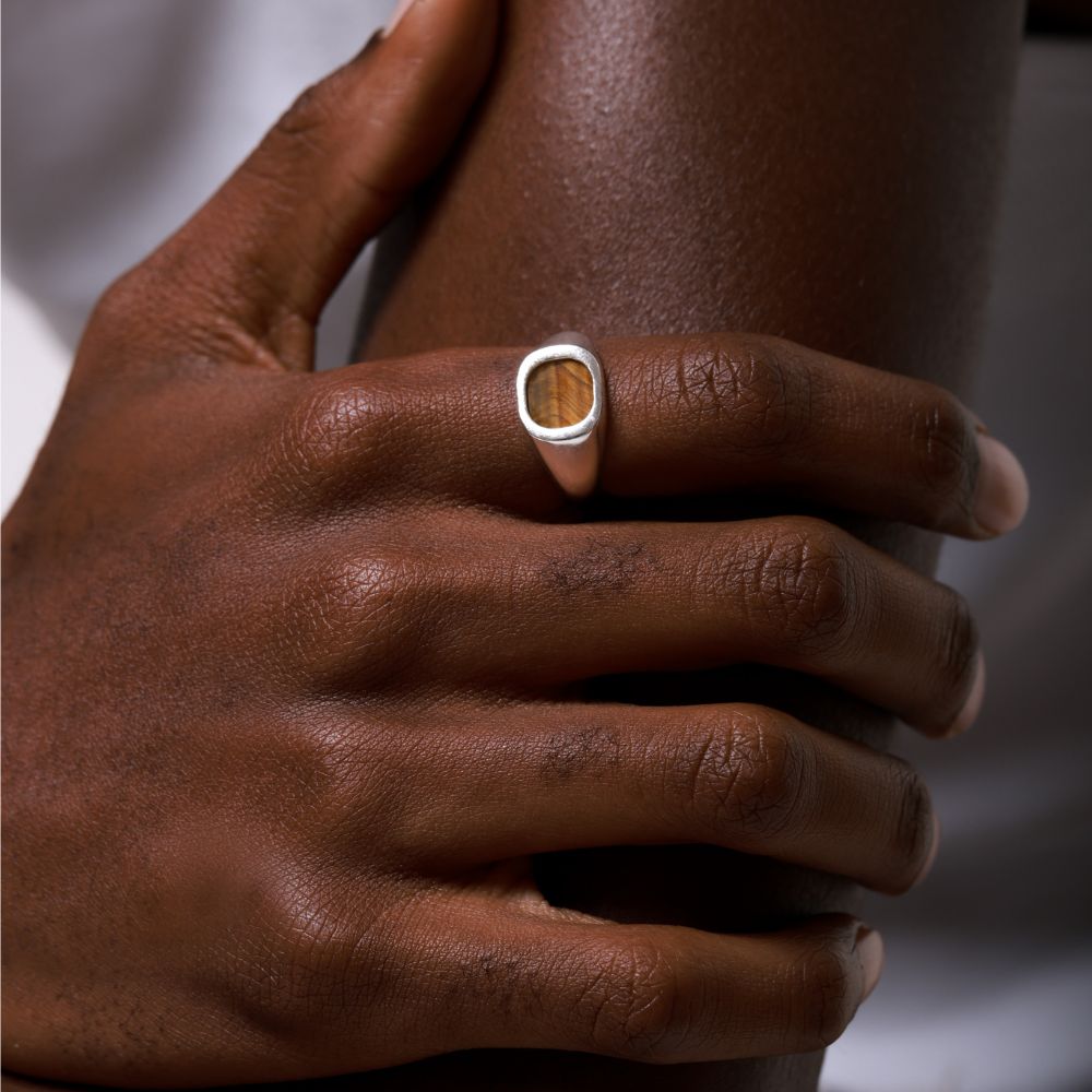 925 Silver Ring Solis Natural Tiger Eye Stone | Cosmos Collection