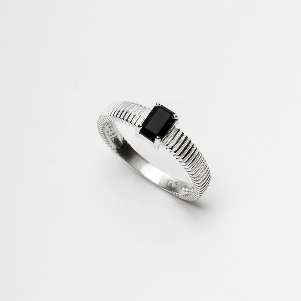 925 Silver Solitaire Ring Natural Black Tourmaline Stone