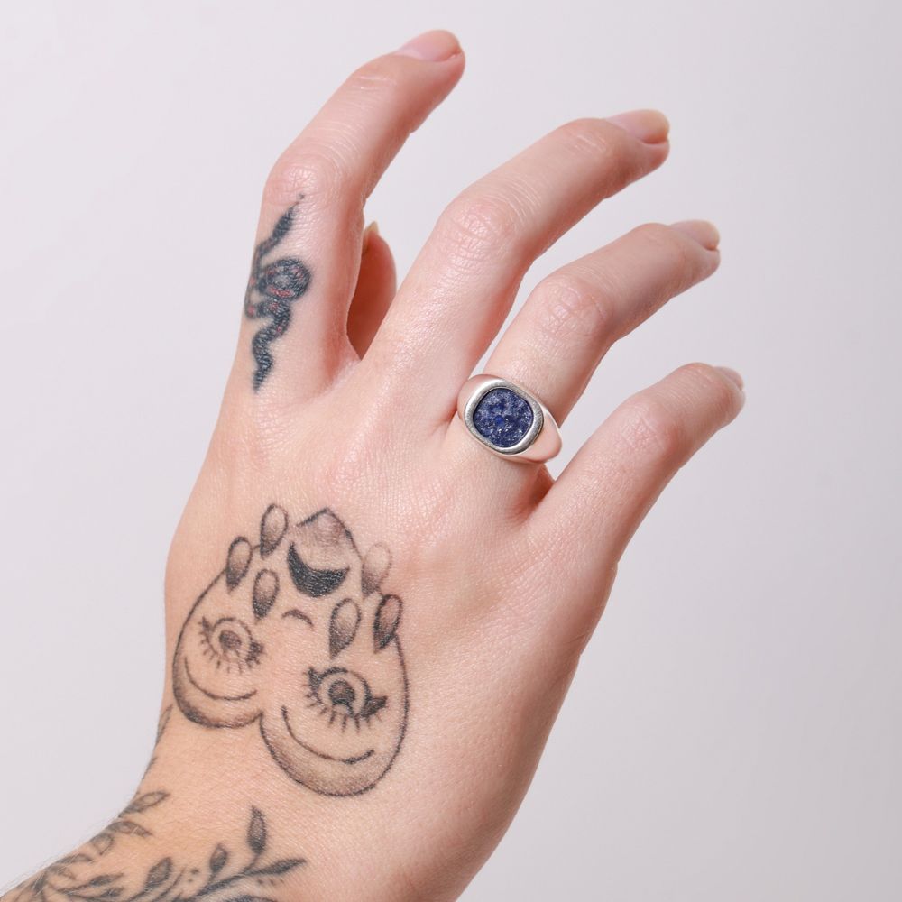925 Silver Ring Stella Natural Lapis Lazuli Stone | Cosmos Collection