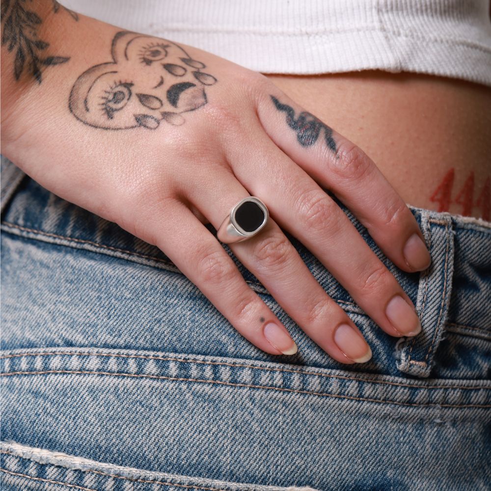 925 Silver Ring Uranus Natural Onyx Stone | Cosmos Collection
