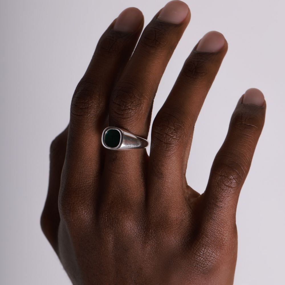 925 Silver Ring Uranus Natural Onyx Stone | Cosmos Collection