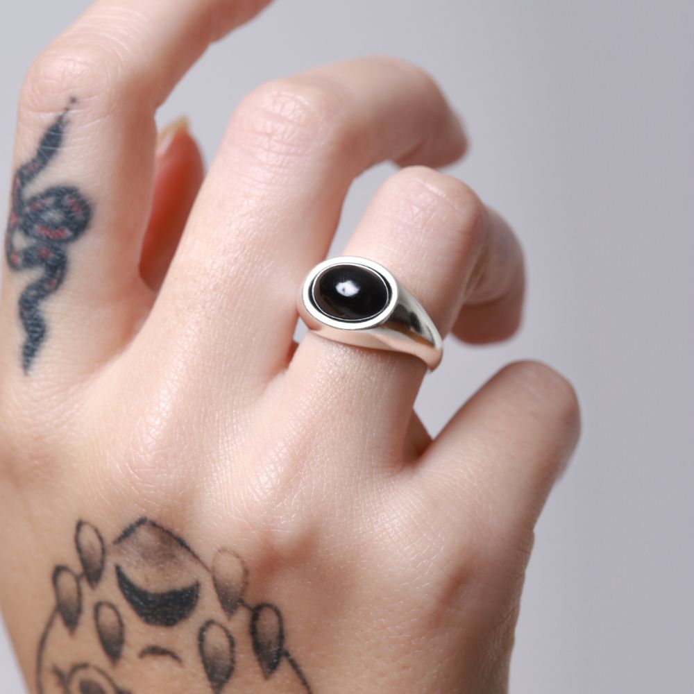 925 Silver Ring Volcan Natural Onyx Stone | Organique Collection