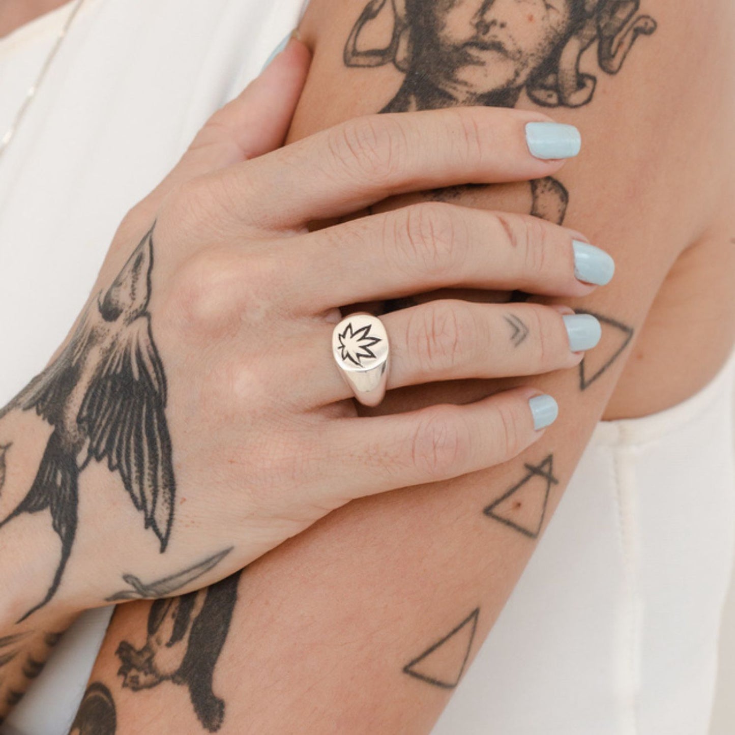 925 Silver Ring Weed Signet | Street Collection