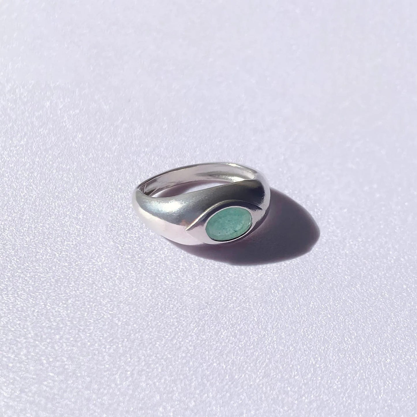 925 Silver Ring Yeux Natural Green Quartz Stone | Organique Collection