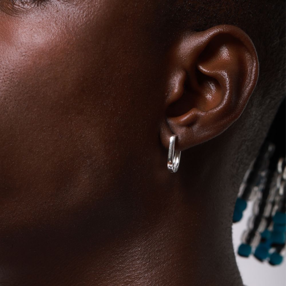 Charm 925 Sterling Silver Hoop Earrings | Elos Collection