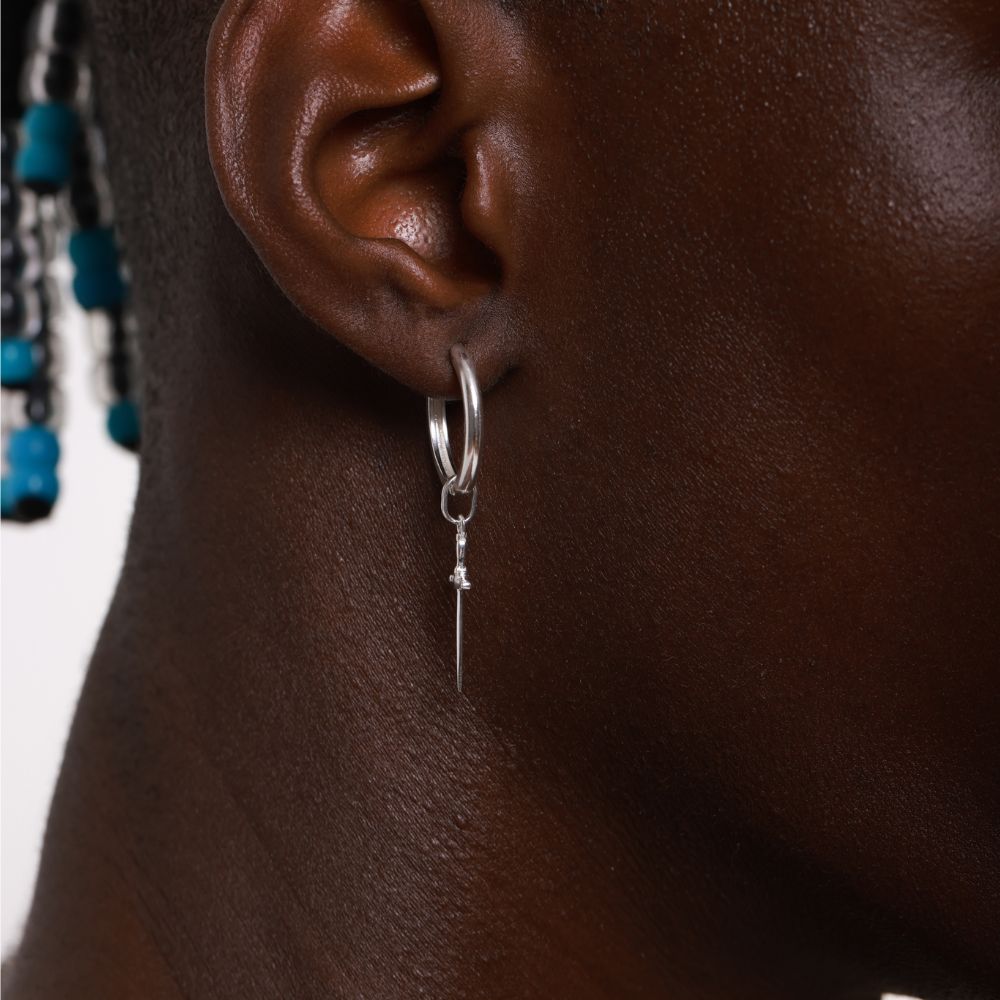 Dagger 925 Sterling Silver Hoop Earrings | Elos Collection