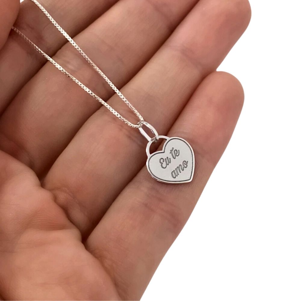 Noble Silver Necklace "I Love You" Heart