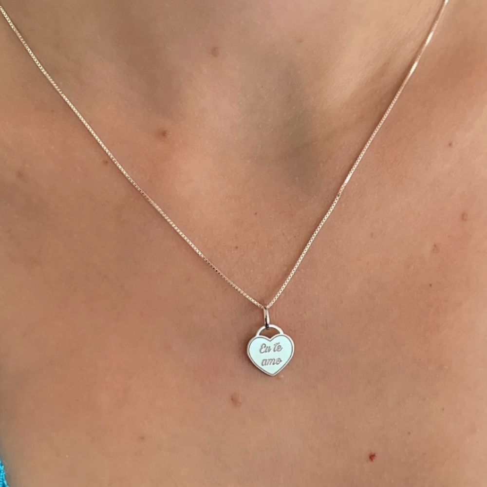 Noble Silver Necklace "I Love You" Heart