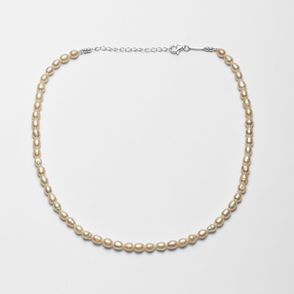 Fine Natural Pearl Necklace 925 Silver