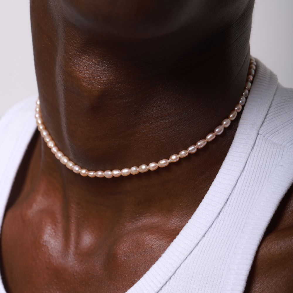 Natural Rose Pearls Necklace 925 Silver