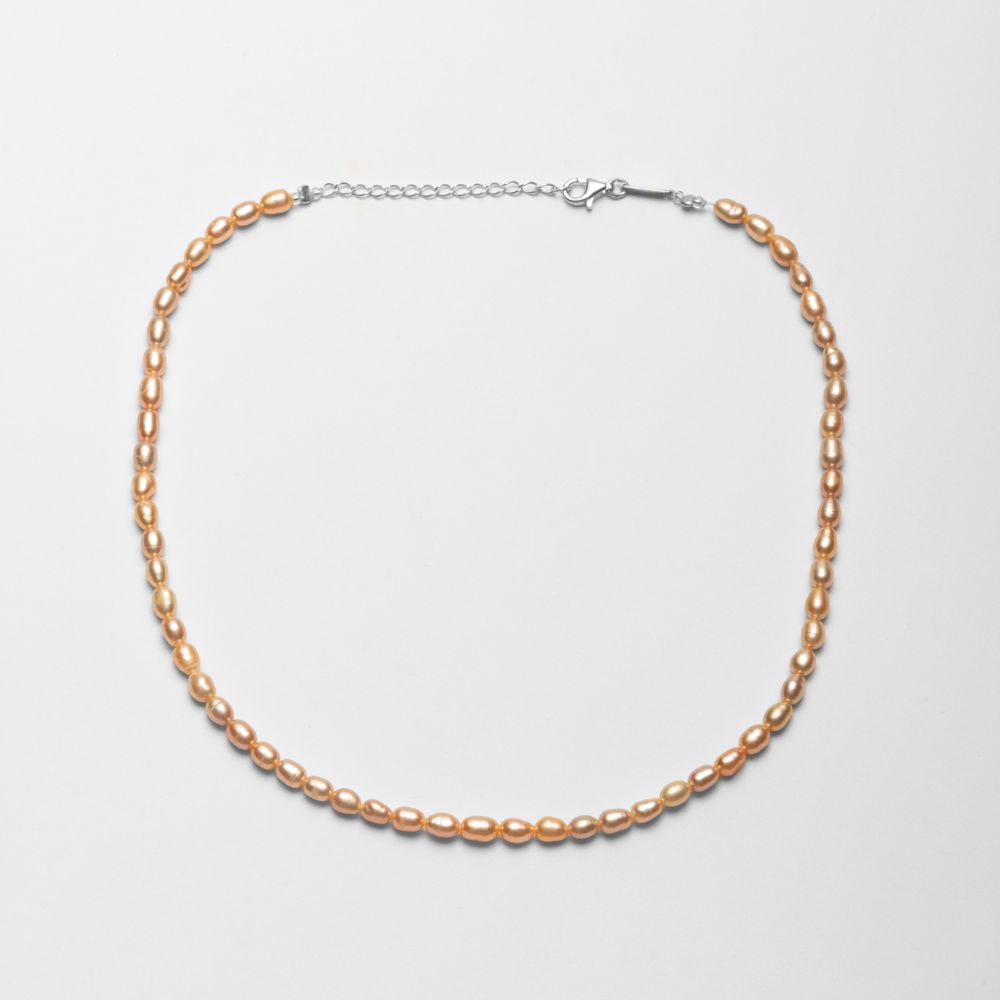 Natural Rose Pearls Necklace 925 Silver