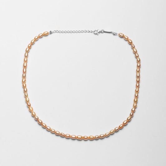 Natural Rose Pearls Necklace 925 Silver