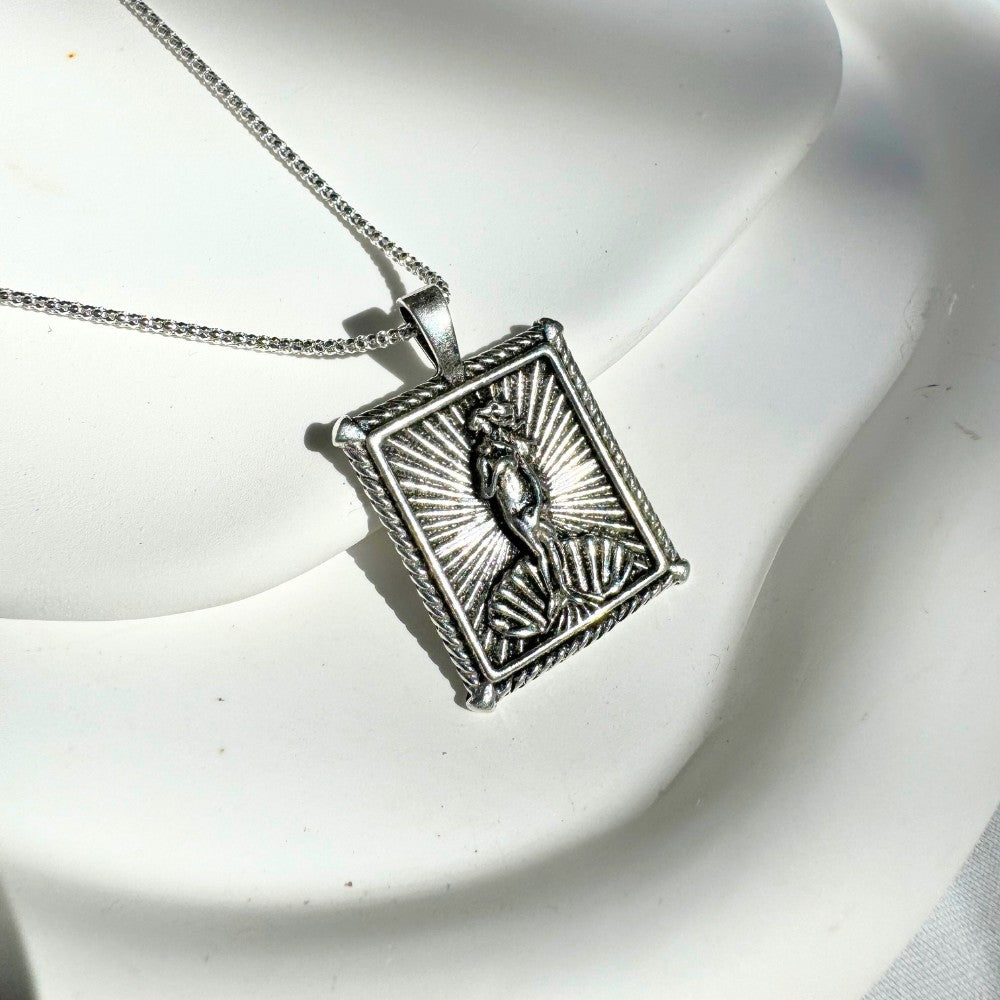 Noble Silver Necklace with Venus Goddess Medallion | Waters Collection