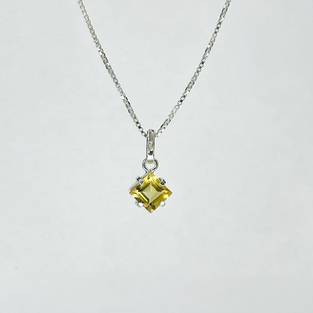 Citrine Natural Stone Silver Necklace | Aura Collection