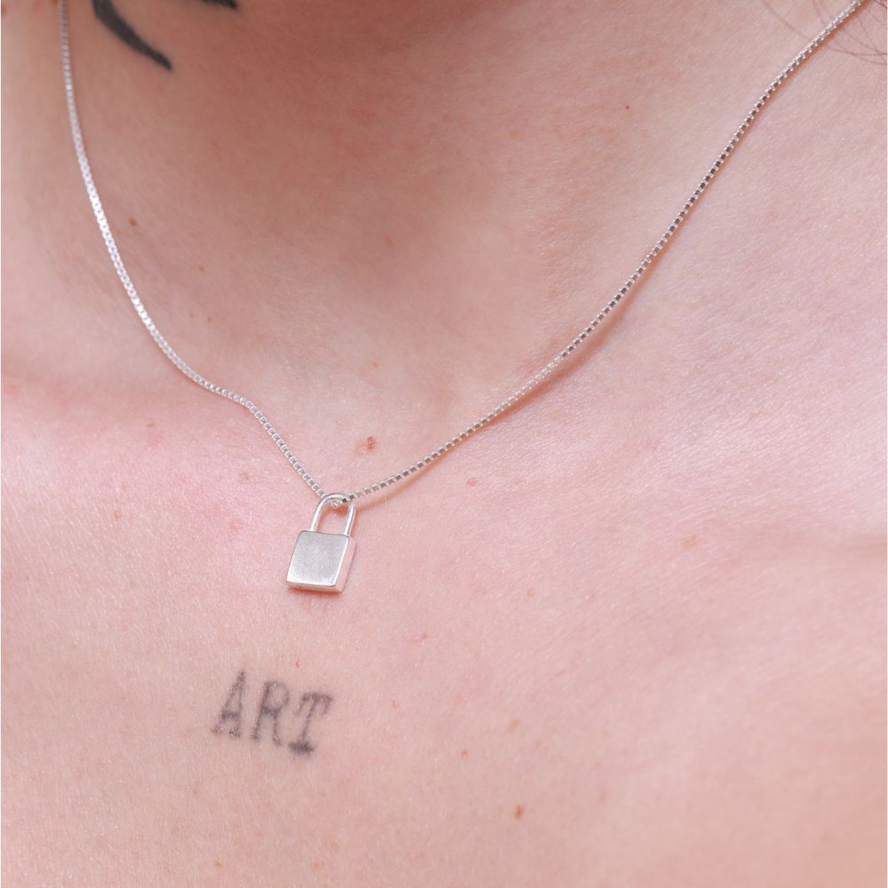925 Silver Mini Padlock Necklace