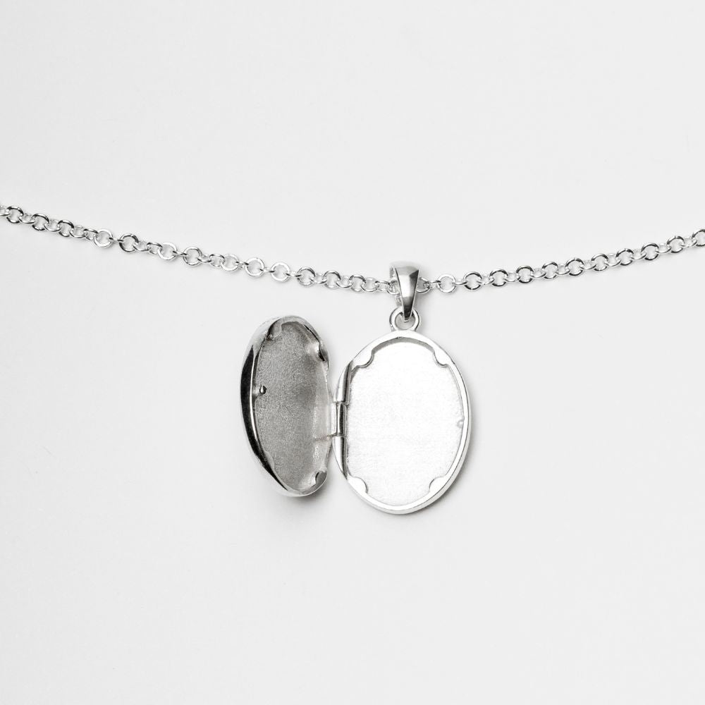 925 Silver Oval Locket Necklace
