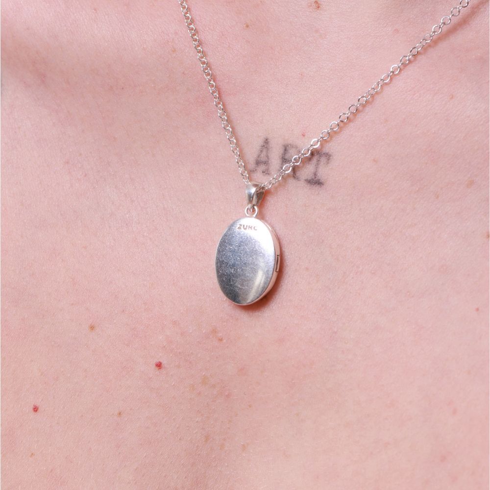 925 Silver Oval Locket Necklace