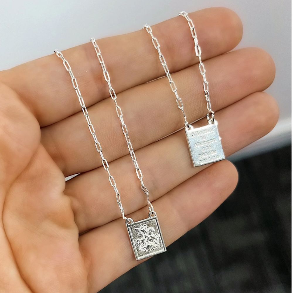 Saint George Silver Scapular with Prayer
