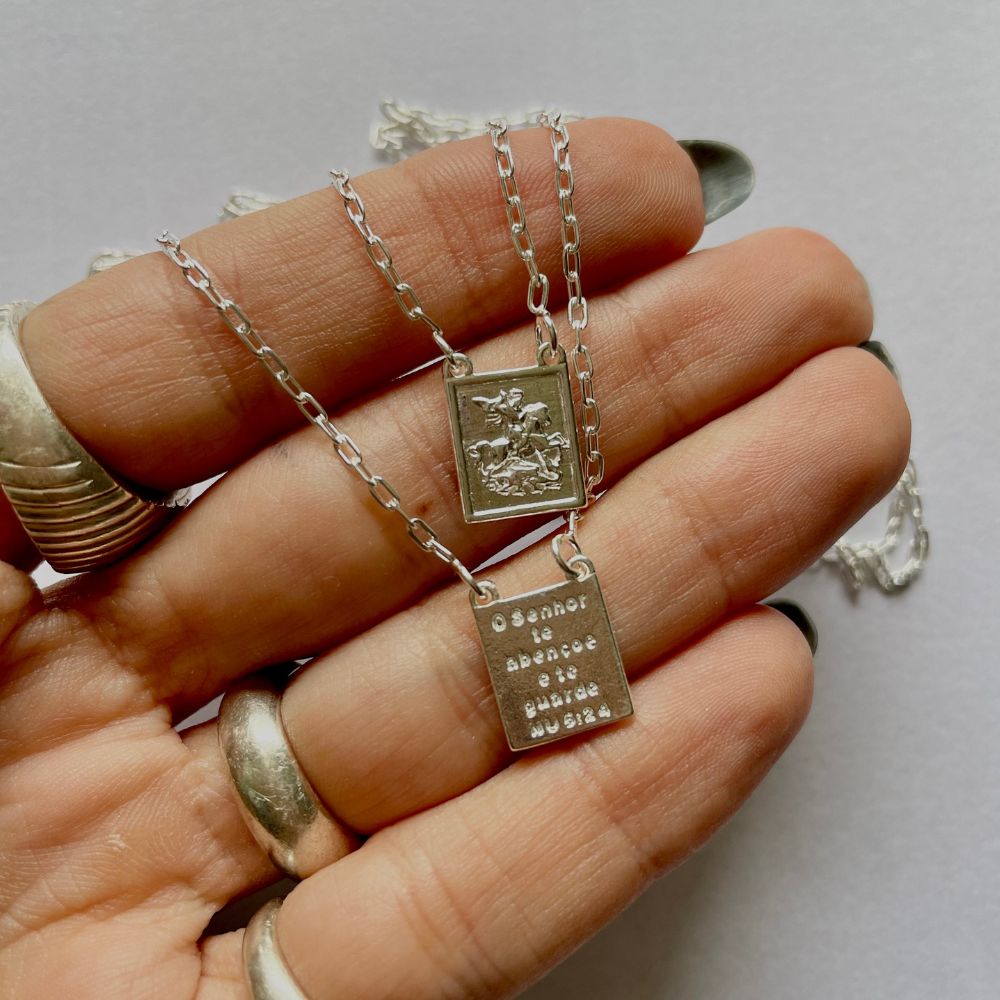 Saint George Silver Scapular with Prayer
