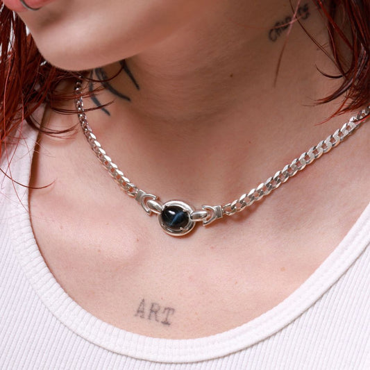 Cavum Nigrum 925 Sterling Silver Choker with Tiger's Eye