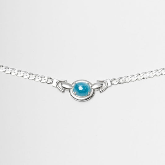 Sterling Silver Choker Necklace with Aquamarine