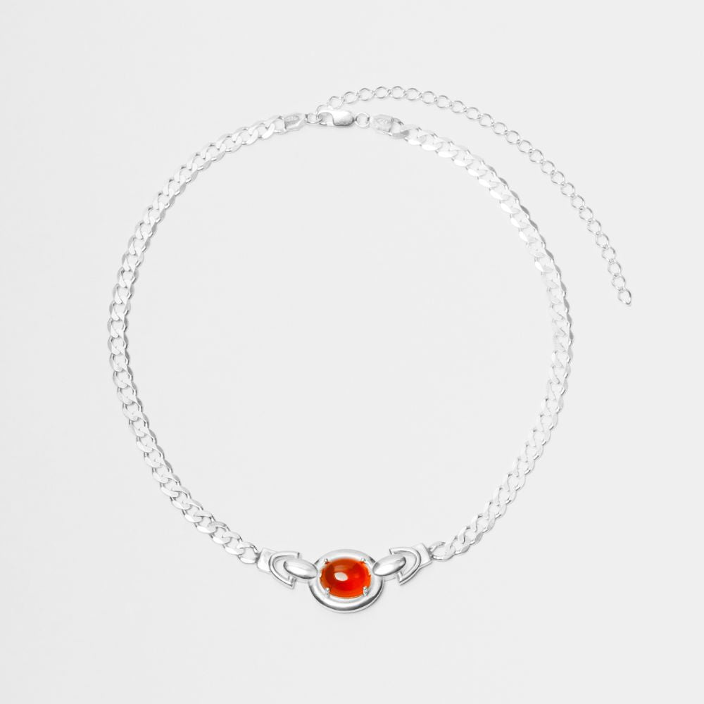 Sterling Silver Choker Necklace with Carnelian