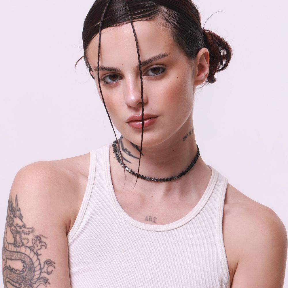 Sterling Silver Star Choker with Hematite