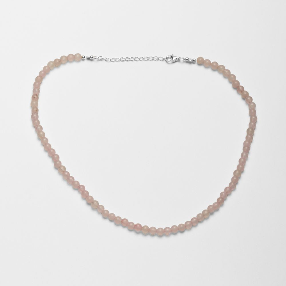 Sterling Silver Choker Necklace with Rose Quartz