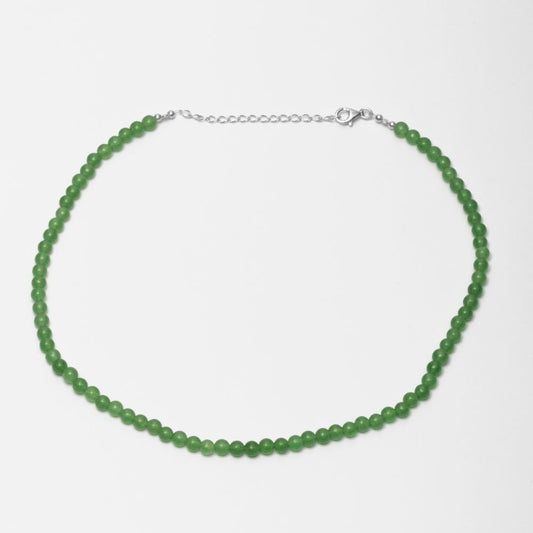 Sterling Silver Choker Necklace with Green Quartz