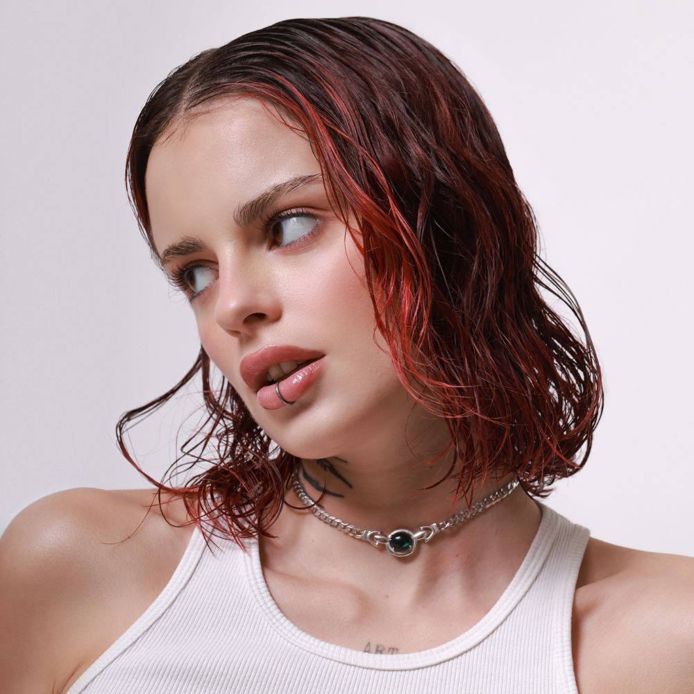 Serpent Eye Sterling Silver Choker with Oval Green Tourmaline