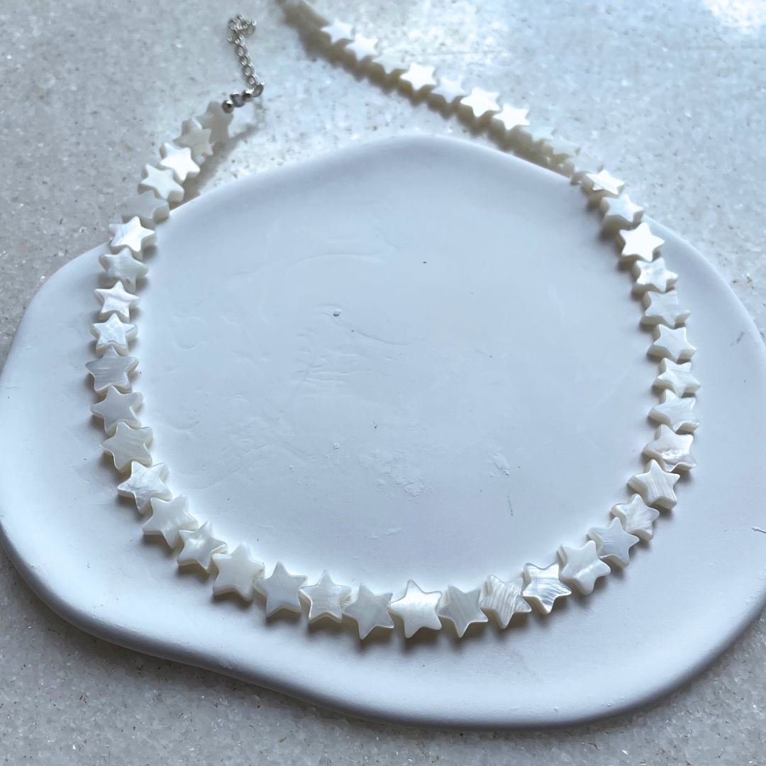 Sterling Silver Star Choker with Mother-of-Pearl