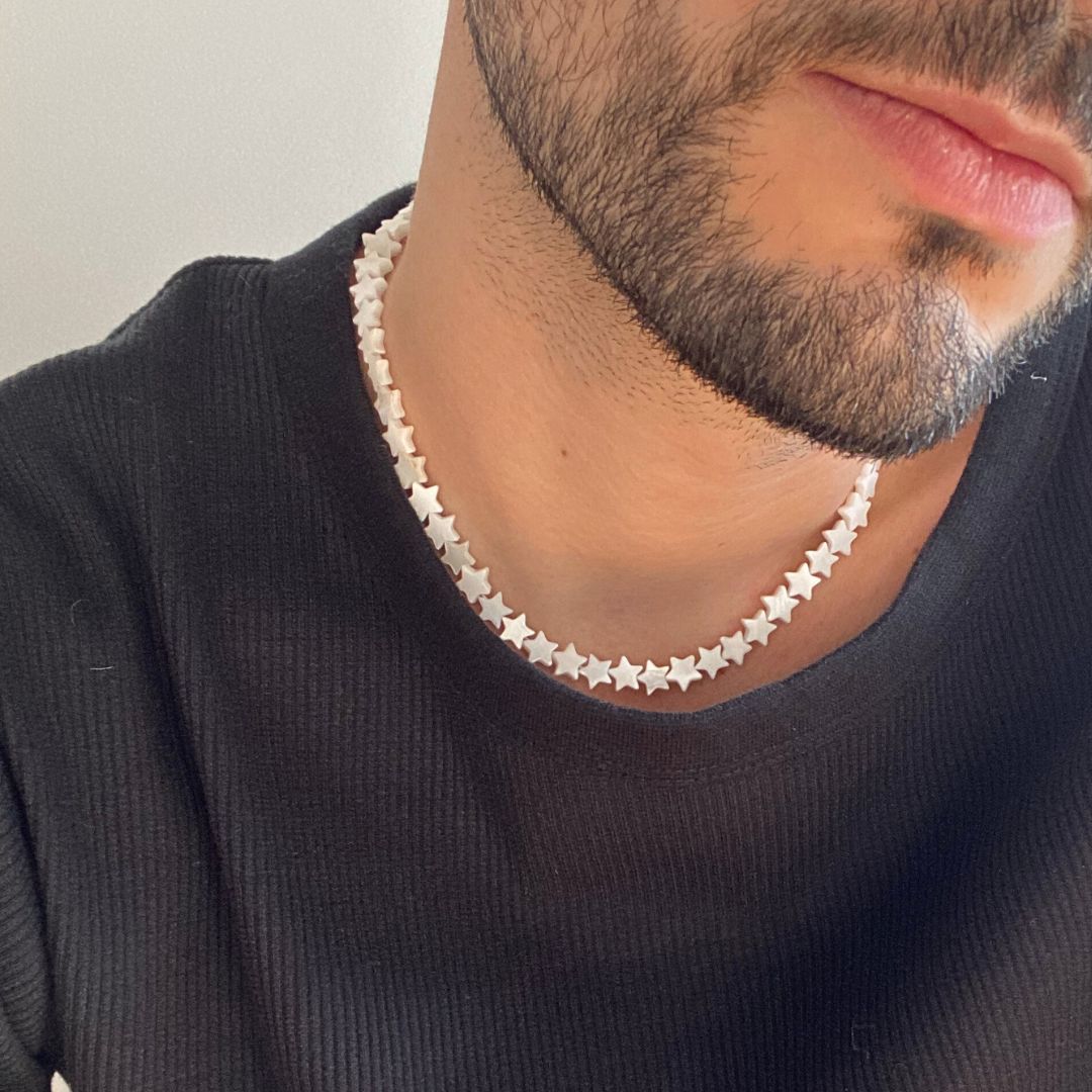 Sterling Silver Star Choker with Mother-of-Pearl