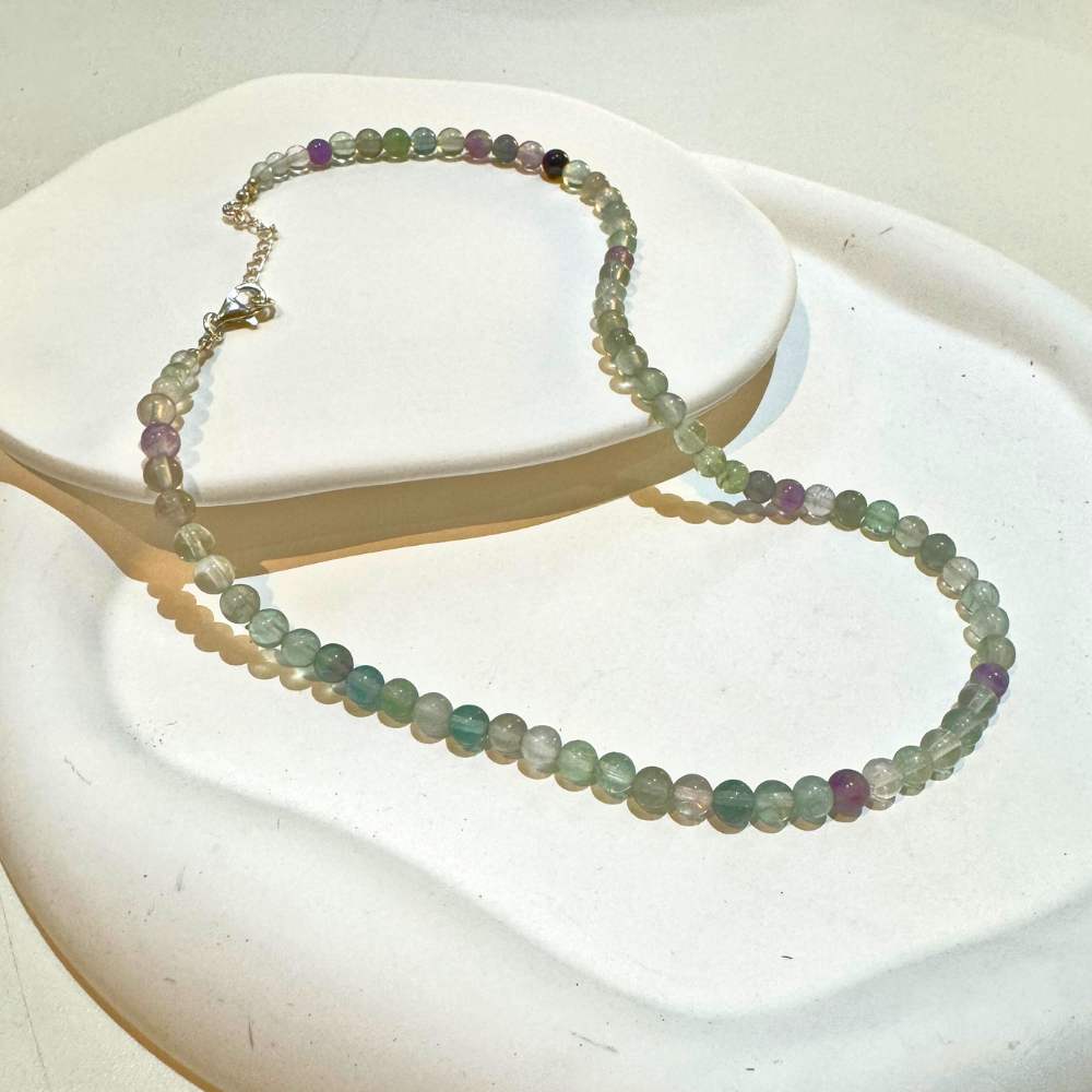 Sterling Silver Choker Necklace with Fluorite