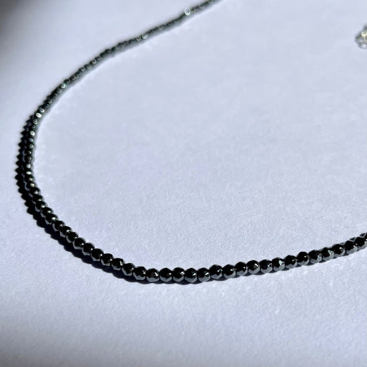 Sterling Silver Choker Necklace with Hematite