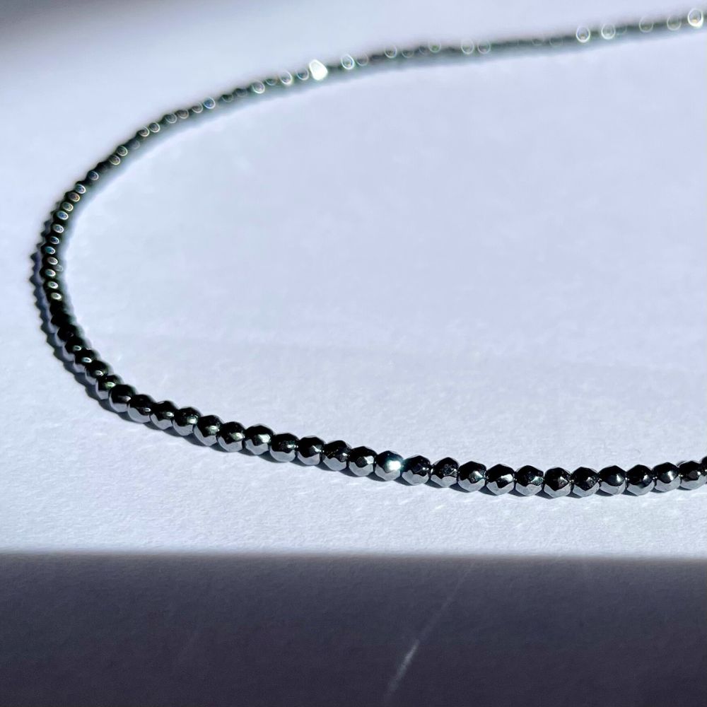 Sterling Silver Choker Necklace with Hematite