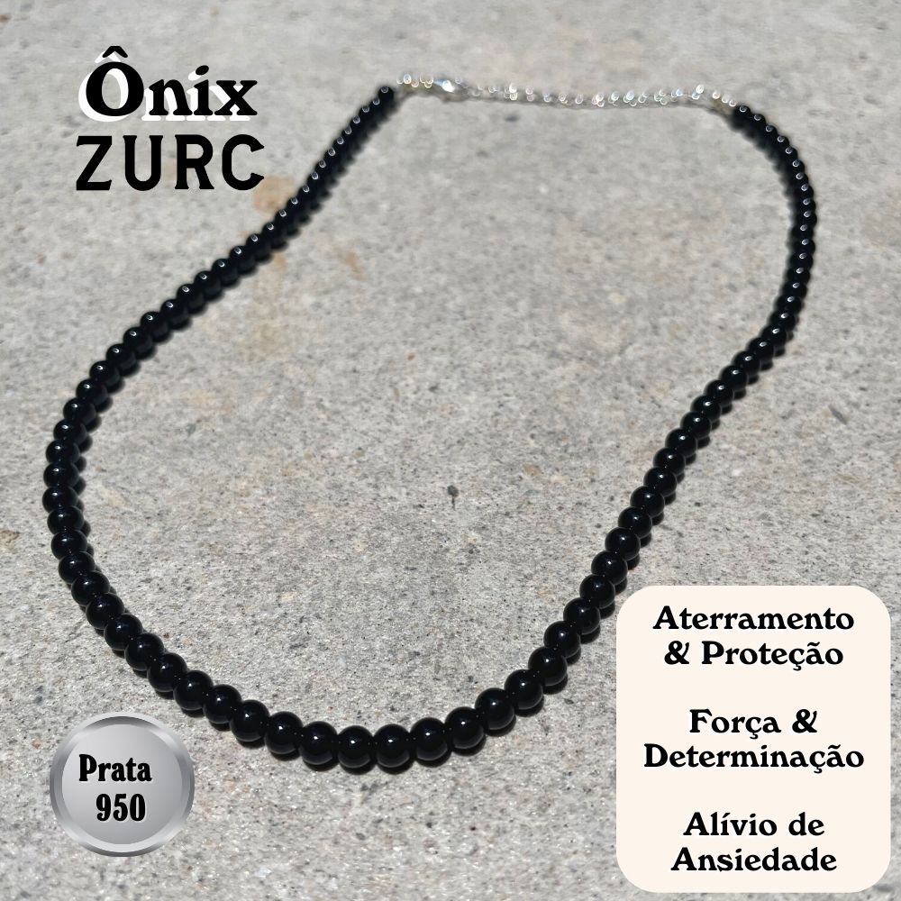Sterling Silver Choker Necklace with Onyx